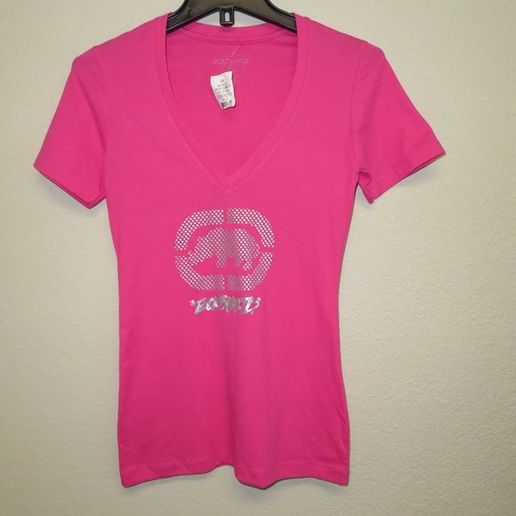 Ecko Unlimited Tops - Ecko Hot Pink  Women's  Fitted V-neck Shirt